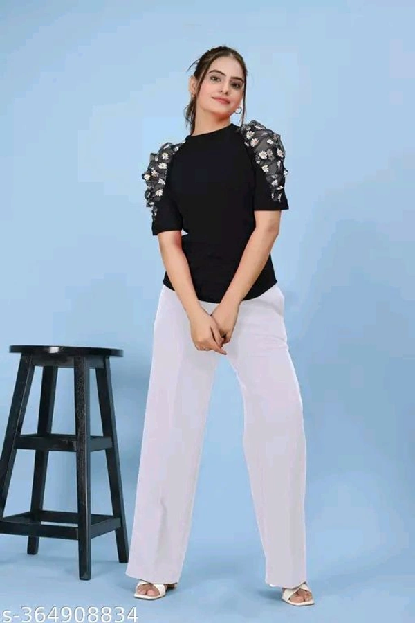 trendy flower pettern black  colour top for women's ||  Puff Sleeves top's || regular  wear top || #new top # new *
Fabric: Lycra - Xxl