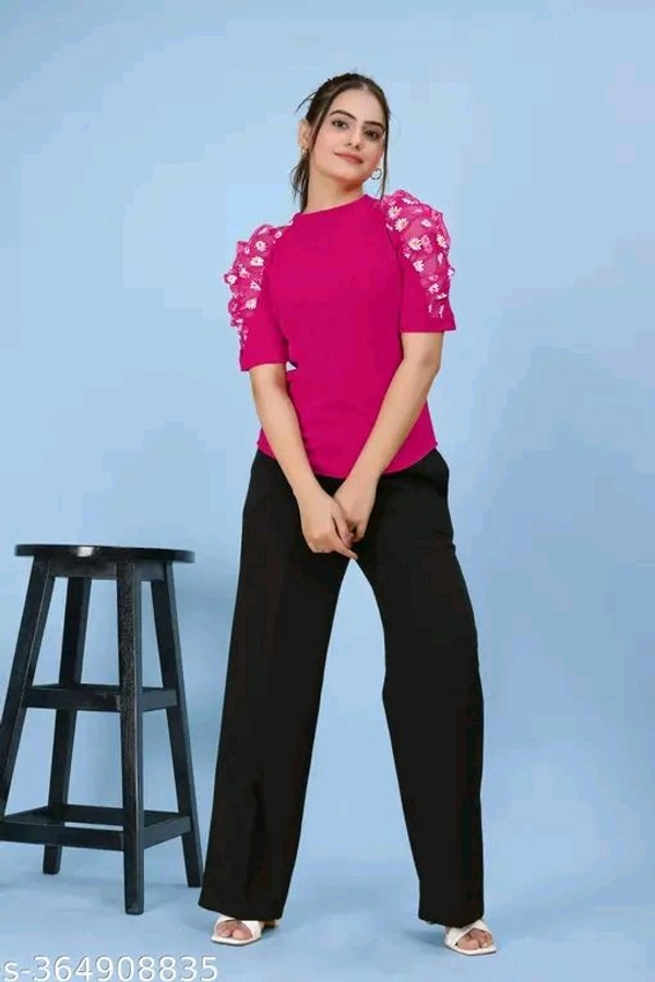 trendy flower pettern dark pink  colour top for women's ||  Puff Sleeves top's || regular  wear top || #new top # new - Xs