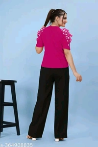 trendy flower pettern dark pink  colour top for women's ||  Puff Sleeves top's || regular  wear top || #new top # new - Xs