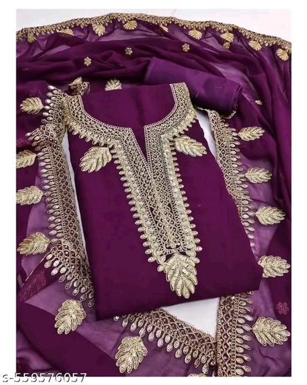 purple Georgette fabric dress material for women | Thread work floral concept | unstiched suits for women | trendy suits
