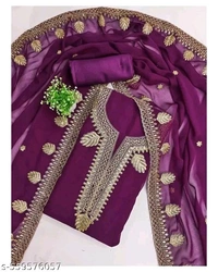 purple Georgette fabric dress material for women | Thread work floral concept | unstiched suits for women | trendy suits