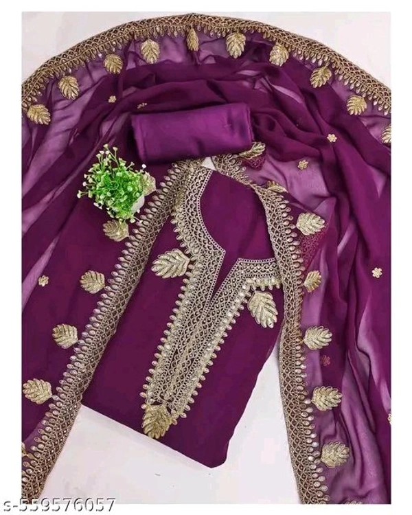 purple Georgette fabric dress material for women | Thread work floral concept | unstiched suits for women | trendy suits