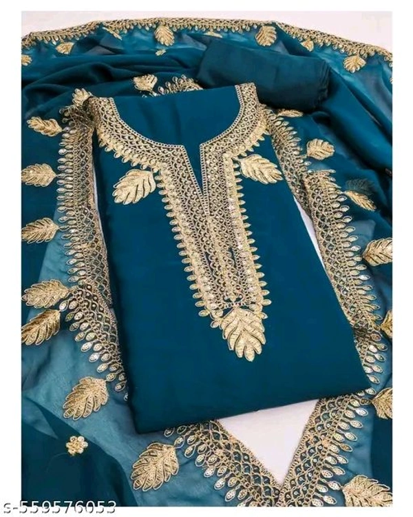 Navy blue Georgette fabric dress material for women | Thread work floral concept | unstiched suits for women | trendy suits