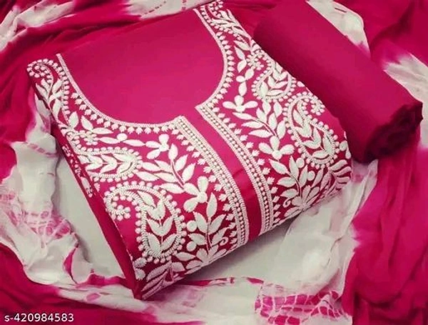Women's & Girl's Cotton Lucknowi work Dress Material with Chiffon Dupatta || Salwar kameez material with Dupatta || Cotton Salwar suit material with Dupatta || Ethnic wear salwar suit