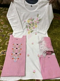 COTTON NECK EMROIDERY 3 PC SUIT FOR WOMAN FASHION - XL