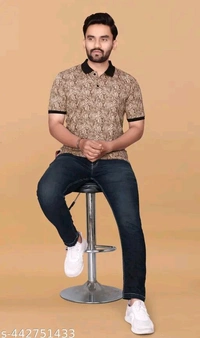 Sunset Skies Pattern Polo Tee - L