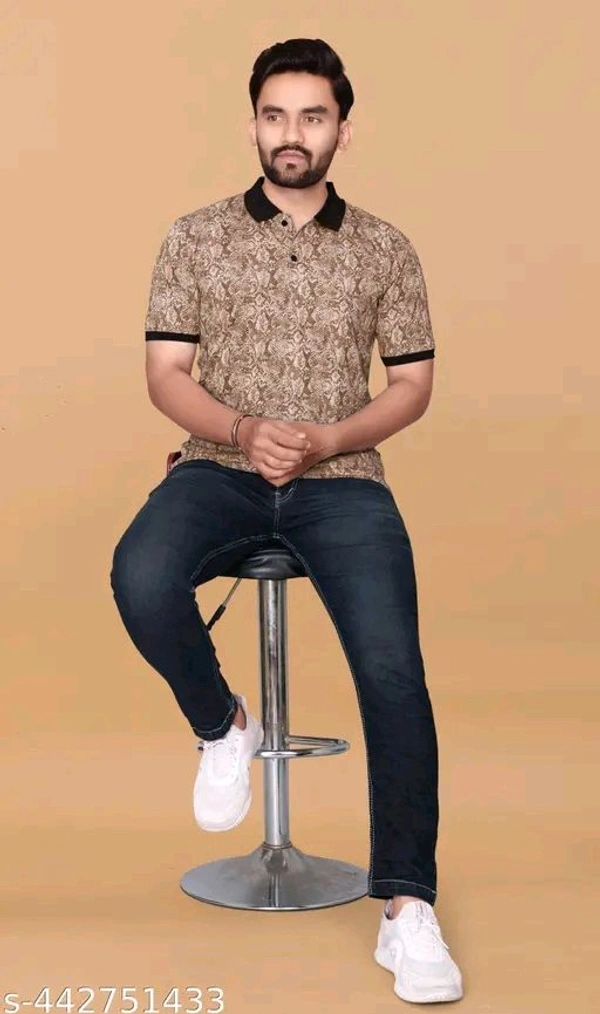 Sunset Skies Pattern Polo Tee - L