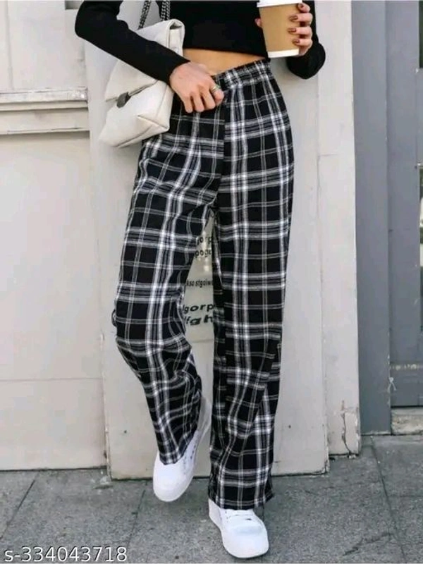 Women Western Trending & New Collection Winter and Summer Plaid Trousers - 32