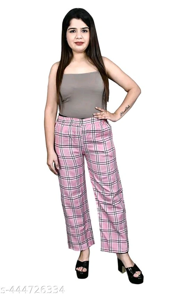 Checked Trouser Pant Black Color Premium Quality Fabric Fancy Trouser Fashion For Women And Girls Lower - 30