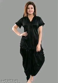 PUSHBELA  2 pice stylish nighty made from breathable satin fabric  this nightwear set offers a luxurious feel against the skin ( Peach ) - S
