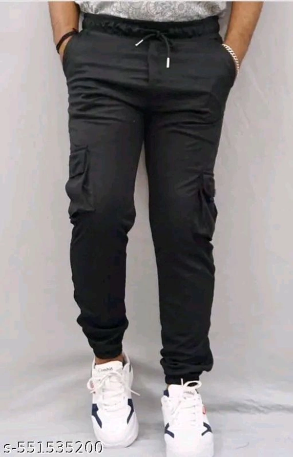 Men's Black Performance Cargo Pants – Relaxed Fit, Adjustable, Stylish Men's Cargo Pants | Comfortable, Trendy & Versatile, Adjustable Waist, Ideal for Sports & Outdoor Adventures ||Trendy Jogger Trouser For Mens |Solid Trousers For Men|Mens  For Mens|Casual Jogger|Cargo pant for men| - 30