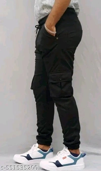 Men's Black Performance Cargo Pants – Relaxed Fit, Adjustable, Stylish Men's Cargo Pants | Comfortable, Trendy & Versatile, Adjustable Waist, Ideal for Sports & Outdoor Adventures ||Trendy Jogger Trouser For Mens |Solid Trousers For Men|Mens  For Mens|Casual Jogger|Cargo pant for men| - 30