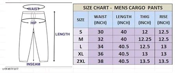 DHRUVINE Men's Cotton Cargo Pants – Loose Fit, Drawstring Waist, Multi-Pocket Style - L