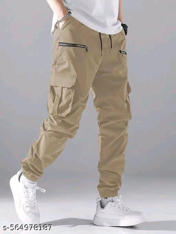DHRUVINE Men's Cotton Cargo Pants – Loose Fit, Drawstring Waist, Multi-Pocket Style - Xl