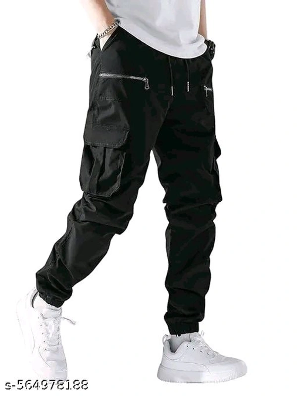 DHRUVINE Men's Cotton Cargo Pants – Loose Fit, Drawstring Waist, Multi-Pocket Style - Xl