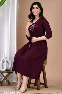 Rangrail Feeding Maternity Kurti Both Side Zip Anarkali Kurta & Kurtis Zipper dress Beautiful Embroidery - L