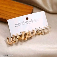 Combo of 5 Pair Geometric Twisted Pearl Hoop Earrings For Women -21480