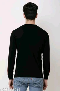 Men Tshirts" Partywear Cotton Blend Mens Round Neck Full Sleeve Colorblock T-Shirt - L