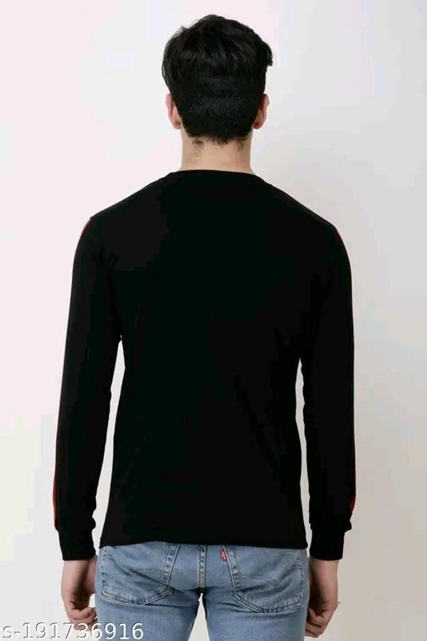 Men Tshirts" Partywear Cotton Blend Mens Round Neck Full Sleeve Colorblock T-Shirt - Xl