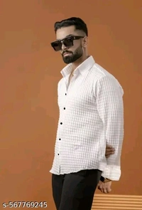 Checked Popcorn Full Sleeve Shirt For Men - Xl