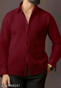 Checked Popcorn Full Sleeve Shirt For Men - M