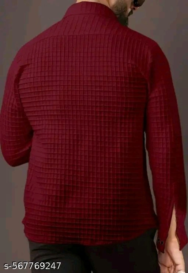 Checked Popcorn Full Sleeve Shirt For Men - M
