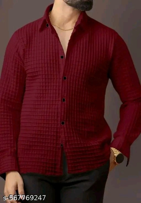 Checked Popcorn Full Sleeve Shirt For Men - L