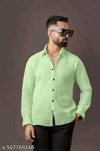 Checked Popcorn Full Sleeve Shirt For Men - Xl