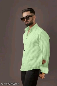 Checked Popcorn Full Sleeve Shirt For Men - Xl