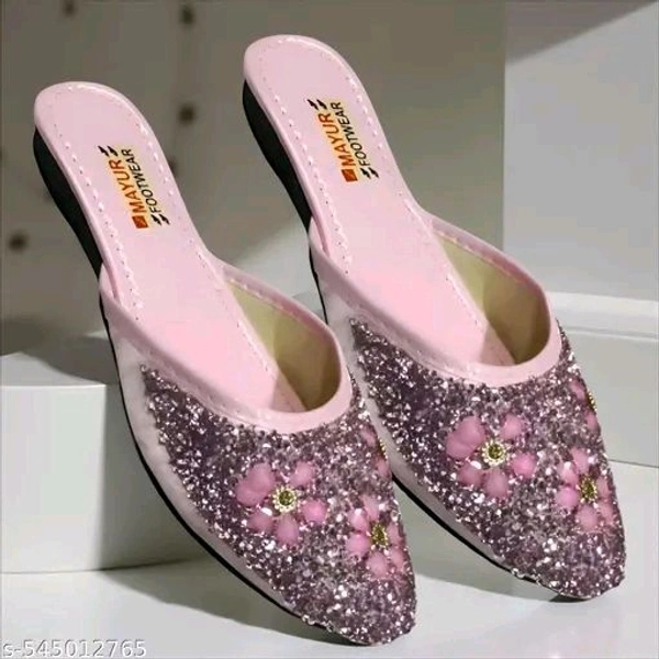 Stylish Flats for women, Girls and ladies Punjabi jutties Traditional Flat Mojari Flower Canvas Slip on Bellies | Daily Wear Casual Ladies Jutti - 7