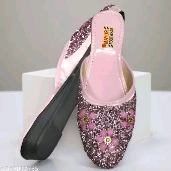 Stylish Flats for women, Girls and ladies Punjabi jutties Traditional Flat Mojari Flower Canvas Slip on Bellies | Daily Wear Casual Ladies Jutti - 7