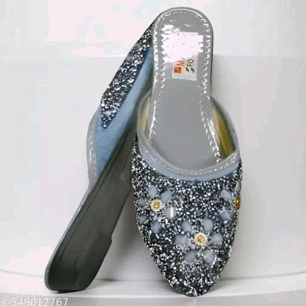 Stylish Flats for women, Girls and ladies Punjabi jutties Traditional Flat Mojari Flower Canvas Slip on Bellies | Daily Wear Casual Ladies Jutti - 4