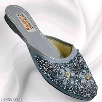 Stylish Flats for women, Girls and ladies Punjabi jutties Traditional Flat Mojari Flower Canvas Slip on Bellies | Daily Wear Casual Ladies Jutti - 4