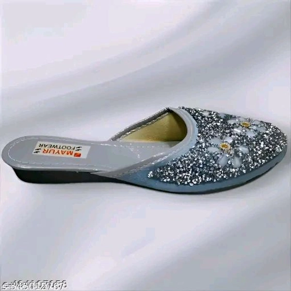 Stylish Flats for women, Girls and ladies Punjabi jutties Traditional Flat Mojari Flower Canvas Slip on Bellies | Daily Wear Casual Ladies Jutti - 4