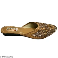 Stylish Flats for women, Girls and ladies Punjabi jutties Traditional Flat Mojari Flower Canvas Slip on Bellies | Daily Wear Casual Ladies Jutti - 5