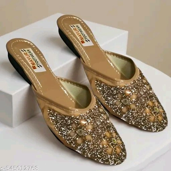 Stylish Flats for women, Girls and ladies Punjabi jutties Traditional Flat Mojari Flower Canvas Slip on Bellies | Daily Wear Casual Ladies Jutti - 7