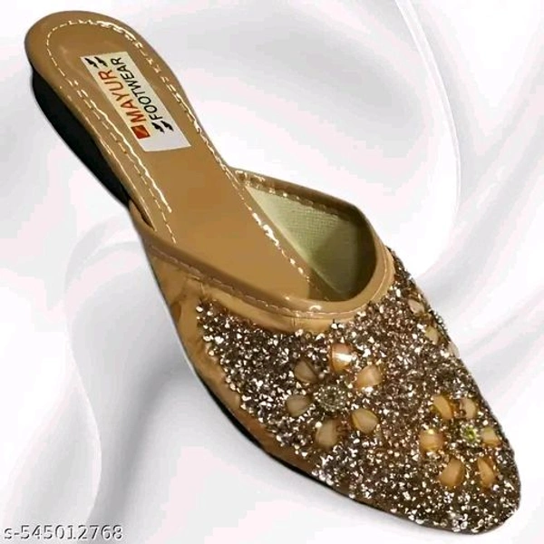 Stylish Flats for women, Girls and ladies Punjabi jutties Traditional Flat Mojari Flower Canvas Slip on Bellies | Daily Wear Casual Ladies Jutti - 7