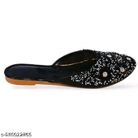 Stylish Flats for women, Girls and ladies Punjabi jutties Traditional Flat Mojari Flower Canvas Slip on Bellies | Daily Wear Casual Ladies Jutti - 7