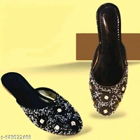 Stylish Flats for women, Girls and ladies Punjabi jutties Traditional Flat Mojari Flower Canvas Slip on Bellies | Daily Wear Casual Ladies Jutti - 7