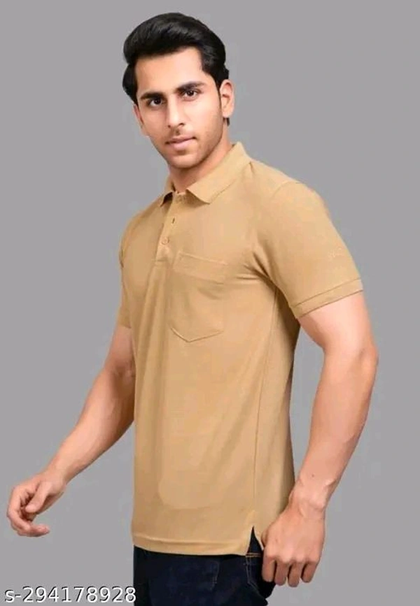 Mens Solid Polo Cotton Blend Tshirt - M