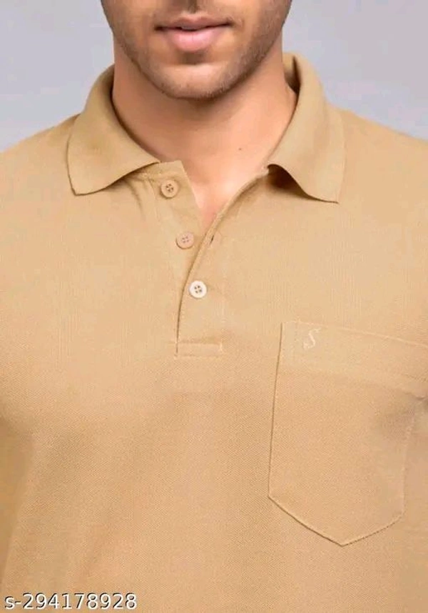 Mens Solid Polo Cotton Blend Tshirt - M