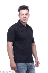 Mens Solid Polo Cotton Blend Tshirt - S