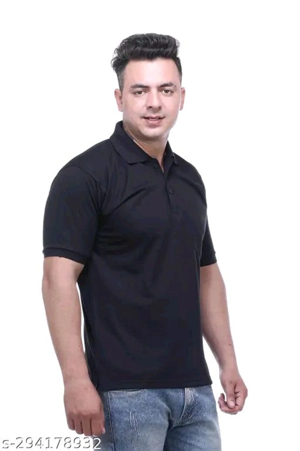 Mens Solid Polo Cotton Blend Tshirt - S