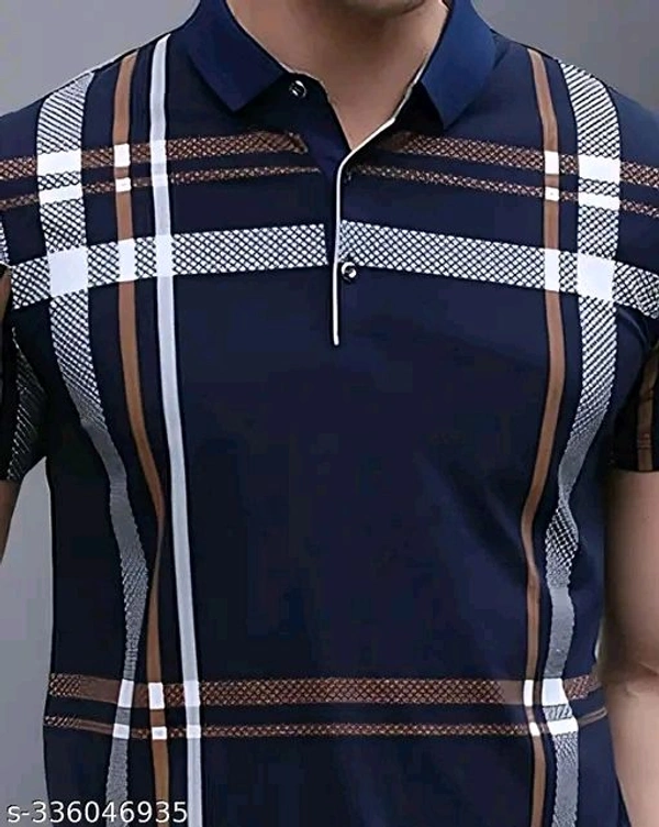 GESPO Men's Checked Polo Navy Blue Tshirts - Xxl