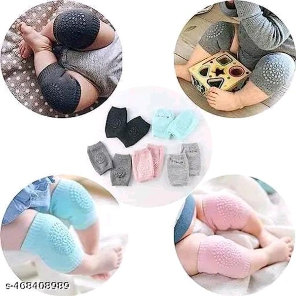 (Pack of 2 Pairs) Baby Knee Pads for Crawling, Anti-Slip Padded Stretchable Elastic Cotton Soft Breathable Comfortable Knee Cap Elbow Safety Protector,Multicolor