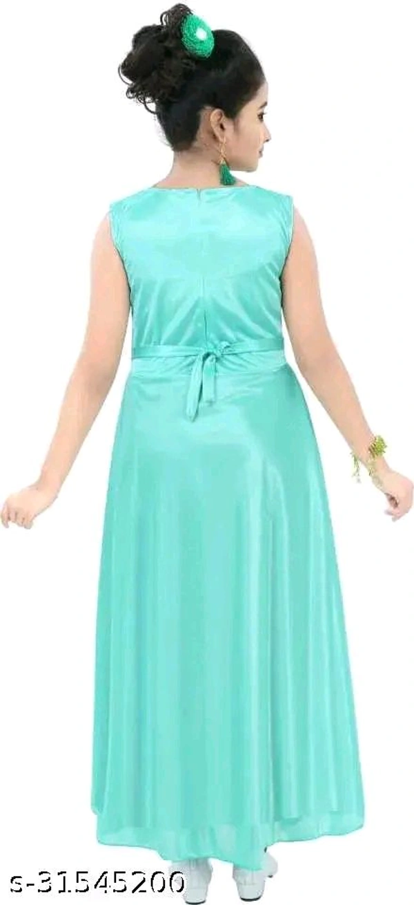 Girls Mint Green Satin Frocks & Dresses Pack Of 1 - 10-11