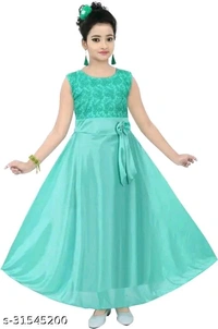 Girls Mint Green Satin Frocks & Dresses Pack Of 1 - 12-13