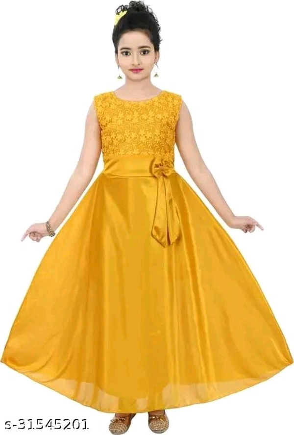 Girls Mustard Satin Frocks & Dresses Pack Of 1 - 0-1 Years