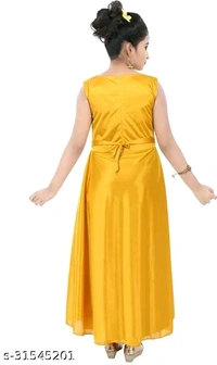 Girls Mustard Satin Frocks & Dresses Pack Of 1 - 0-1 Years