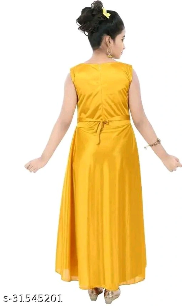 Girls Mustard Satin Frocks & Dresses Pack Of 1 - 0-1 Years
